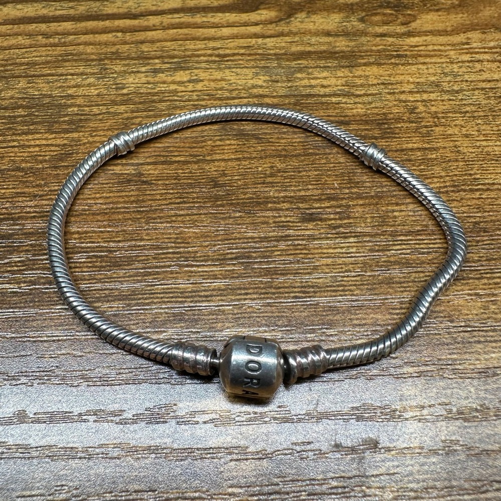 Pandora Moments Sterling Silver Snake Chain Bracelet 925 ALE Barrel Clasp 590702